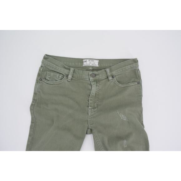 Free People Green Great Heights Distressed Skinny Crop Jeans Size 25 - Picture 6 of 10
